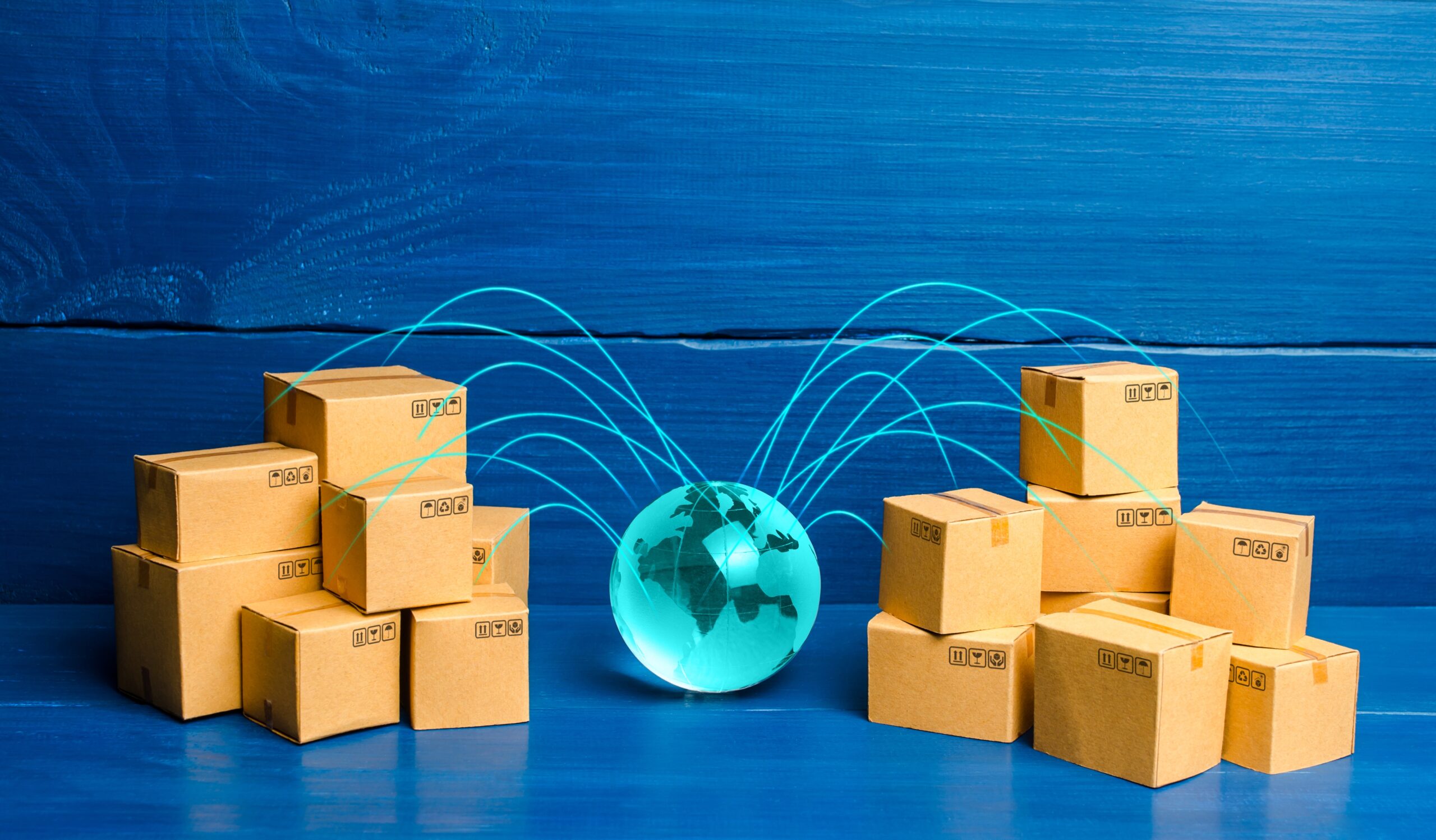 Boxes Connected With The Planet Concept Of Delivery